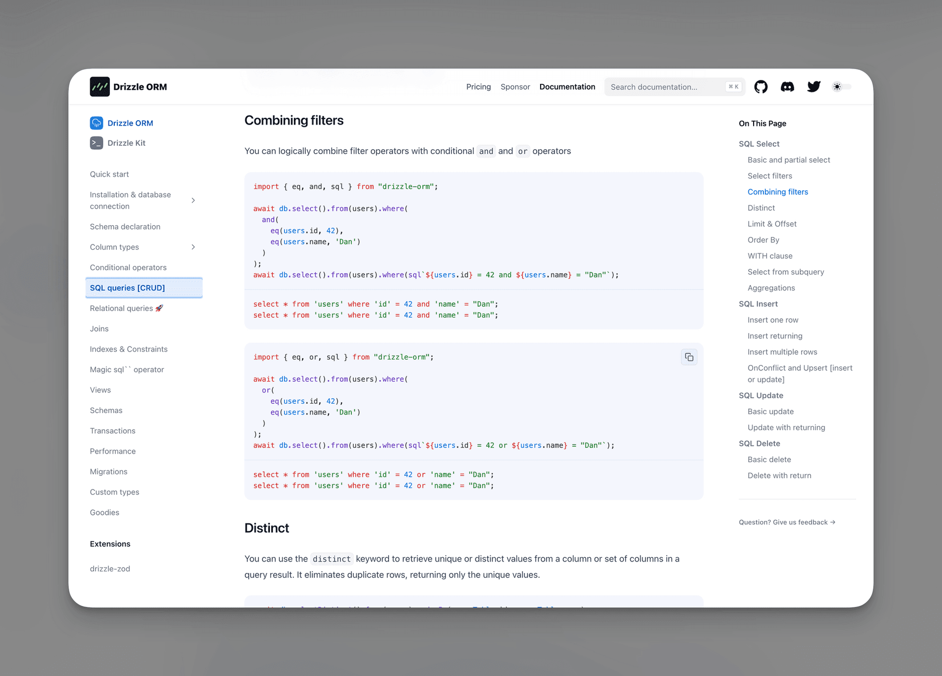 Drizzle Documentation Screenshot