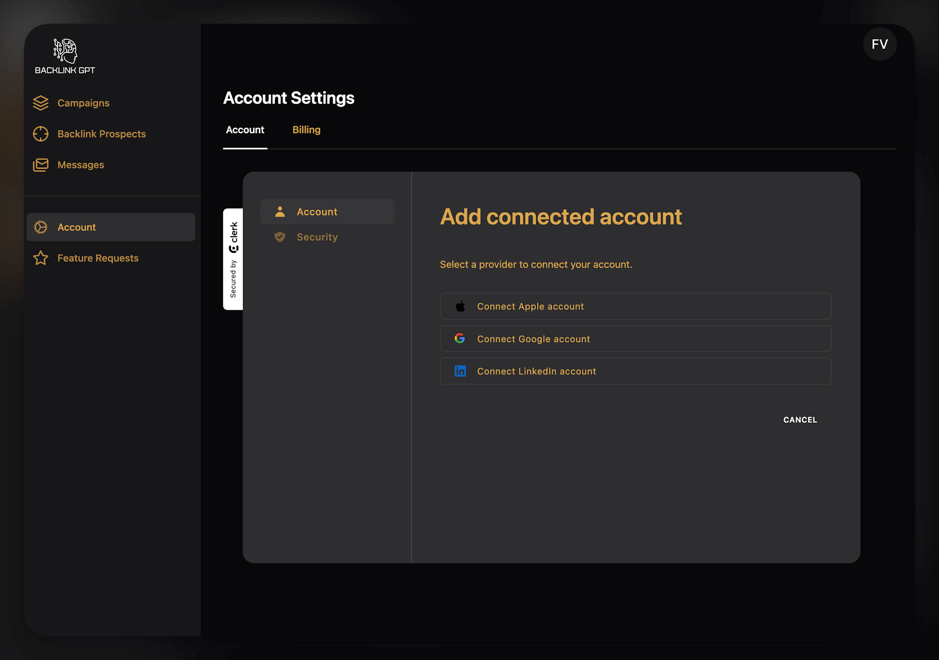 Connecting other accounts.