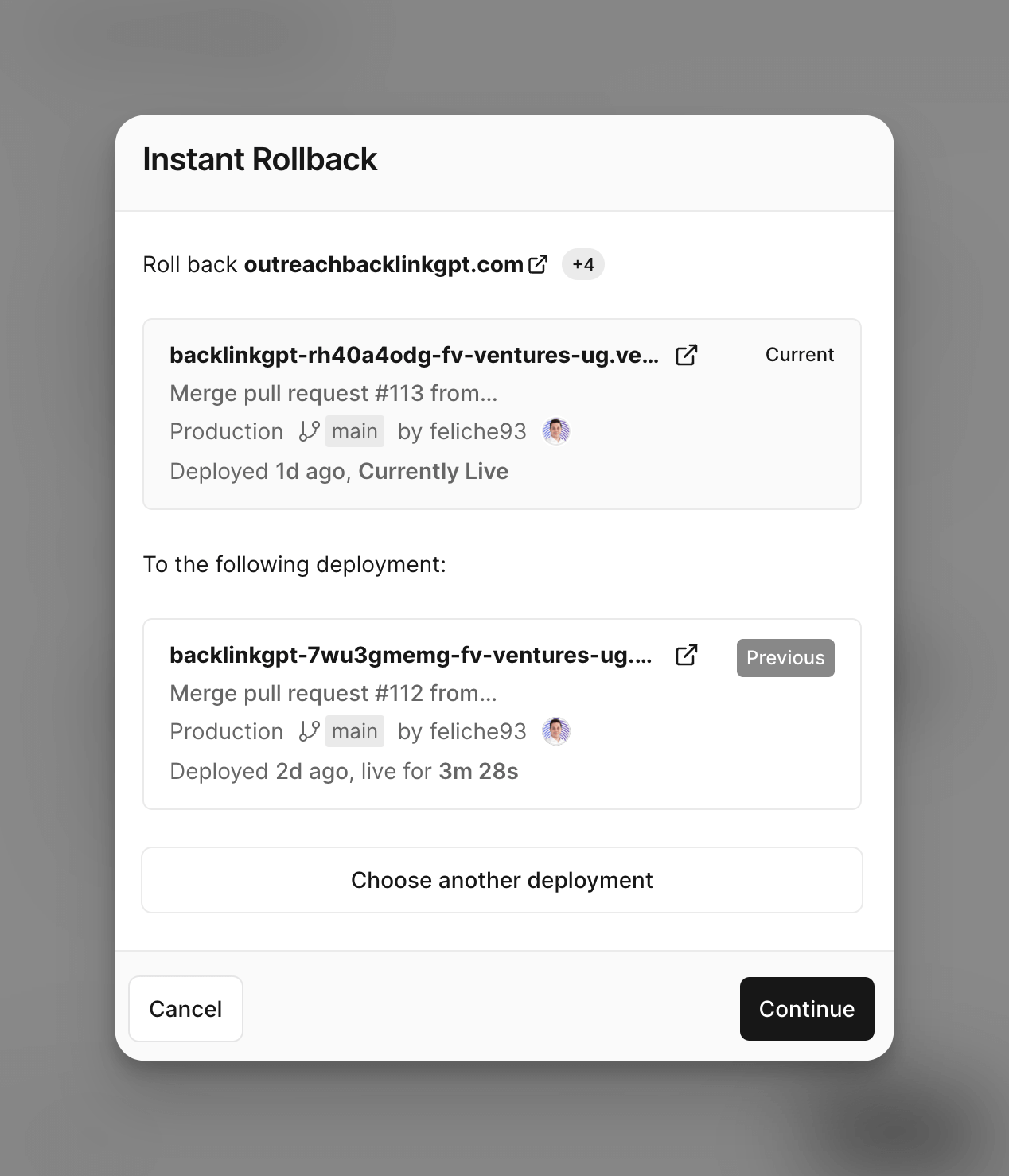 Instant Rollback Next.js