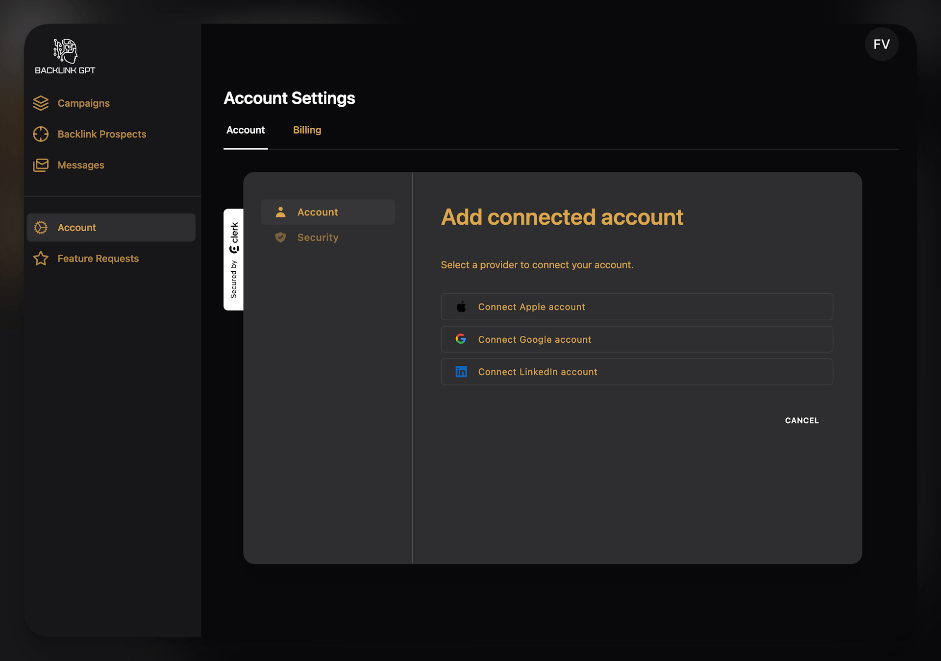 Connecting other accounts.
