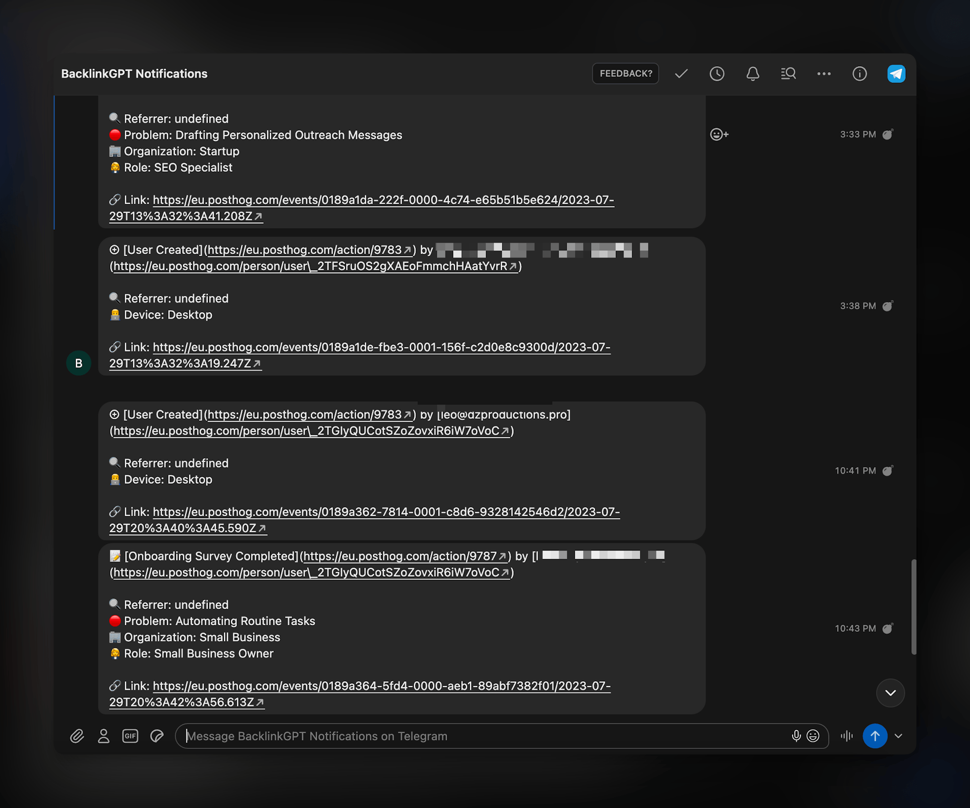 Custom Telegram Realtime Notification Bot